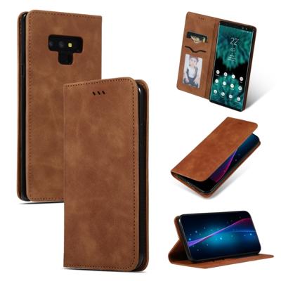 Retro huid feel Business magnetische horizontale Flip lederen case voor Samsung Galaxy opmerking 9 ?? (bruin)