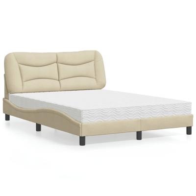 Bed met matras "Hvar" stof crèmekleurig 140x190 cm