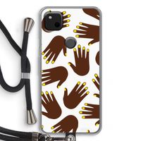 Hands dark: Pixel 4a Transparant Hoesje met koord