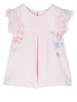 Lapin House robe fleurie à manches volantées - Rose