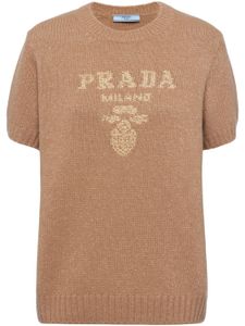 Prada pull en cachemire mélangé à logo intarsia - Tons neutres