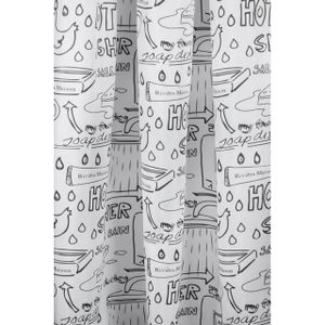 Differnz Douchegordijn Bath Polyester 180x200cm Zwart 31.010.29