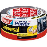 2x Tesa ducttape Extra Power universeel zwart 25 mtr x 5 cm klusbenodigdheden