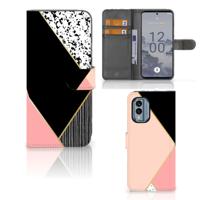 Nokia X30 | Book Case | Zwart Roze Vormen