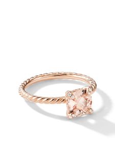 David Yurman bague Chatelaine en or rose 18ct pavée de diamants et sertie. de morganite (7 mm)