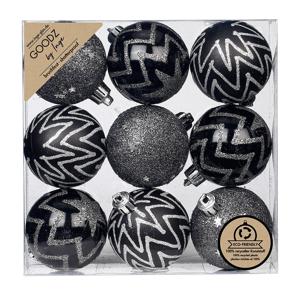 Inge Christmas Goods Kerstballen - 9st - kunststof zwart - 6 cm