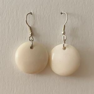 Oorhangers van Yakbeen Wit (Ø 1,6 cm)