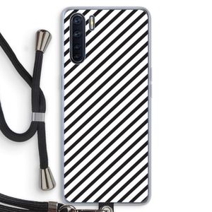 Strepen zwart-wit: Oppo A91 Transparant Hoesje met koord