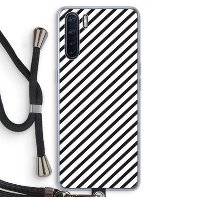 Strepen zwart-wit: Oppo A91 Transparant Hoesje met koord
