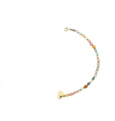 Solid Gold Tussenstuk Ketting Edelsteen 4mm Kwarts Gemixt