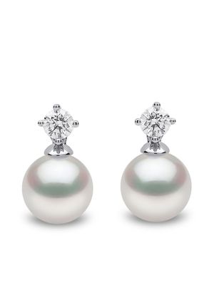 Yoko London puces d'oreilles en or blanc 18ct serties de perles Akoya - Argent