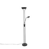 QAZQA Moderne vloerlamp zwart met leeslamp incl. LED dim to warm - - thumbnail