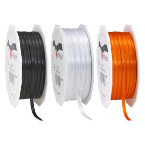 Cadeaulint/sierlint 3x rollen - zwart/oranje/wit - 3 mm x 50 meter - Hobby/decoratie/knutselen