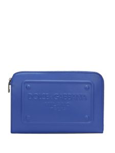 Dolce & Gabbana pochette en cuir à plaque logo - Bleu