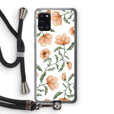 Peachy flowers: Samsung Galaxy A31 Transparant Hoesje met koord