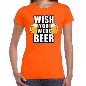 Wish you were BEER fun shirt oranje voor dames drank thema 2XL  -