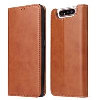Dermis textuur PU + TPU horizontale Flip lederen draagtas met houder & kaartsleuven & portemonnee voor Galaxy A80 (bruin)
