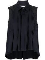 sacai pleat-detail sleeveless shirt - Bleu