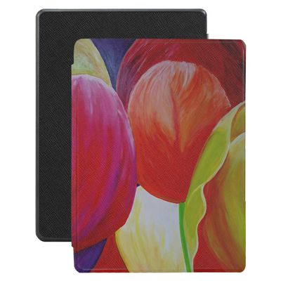 Lunso - Kobo Aura H20 Edition 1 hoes (6.8 inch) - Vegan Saffiano Leren sleep cover - Tulpen