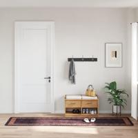 VidaXL Vloerkleed wasbaar anti-slip 80x300 cm zwart en goudkleurig