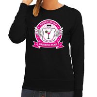 Zwart Vrijgezellen drinking team sweater dames - thumbnail