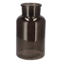 DK Design Bloemenvaas melkbus fles - helder glas zwart - D15 x H26 cm - Vazen - thumbnail