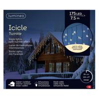 Ijspegelverlichting - 175 led lampjes - warm wit - 750 cm- zwart snoer - 8 functies -lichtsnoer