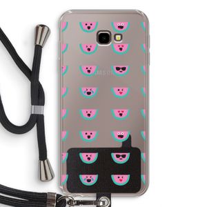 Smiley watermeloenprint: Samsung Galaxy J4 Plus Transparant Hoesje met koord