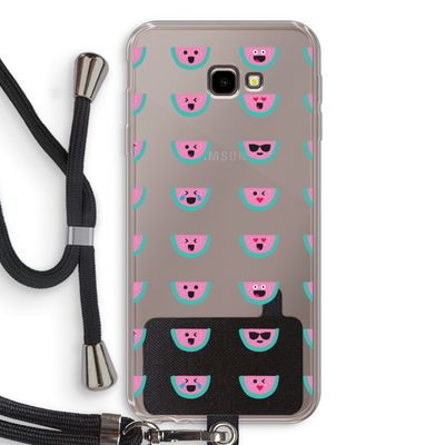 Smiley watermeloenprint: Samsung Galaxy J4 Plus Transparant Hoesje met koord