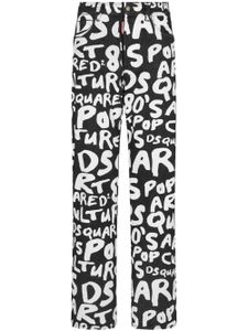 DSQUARED2 pantalon slim en coton mélangé à logo - Noir