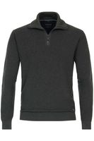 Casa Moda Casual Regular Fit Half-Zip Sweater groen, Effen
