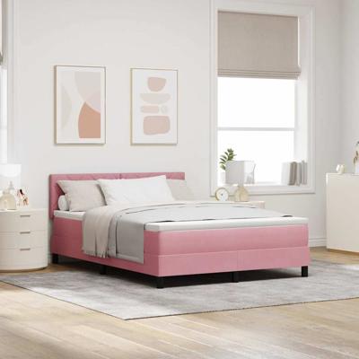 Boxspringbed met matras fluweel roze 160x200 cm