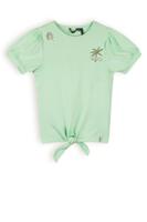 NoNo Meisjes t-shirt rib met knoop - Komy - Spring groen