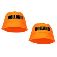 2x stuks Holland supporter visserspetje / zonnehoedje oranje voor Koningsdag en EK / WK fans