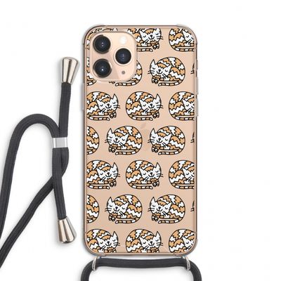 Slapende poes: iPhone 11 Pro Transparant Hoesje met koord