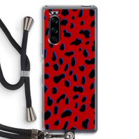 Red Leopard: Sony Xperia 5 Transparant Hoesje met koord Red Leopard: Sony Xperia 5 Transparant Hoesje met koord
