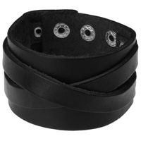 Brede leren armband voor mannen Vintage Black