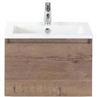 Frozen Badmeubelset 60 cm - Greeplijst in Kleur - Tabacco - Keramische Wastafel Wit 1 Kraangat