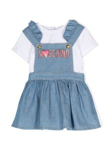 Moschino Kids ensemble jupe-haut à logo imprimé - Bleu