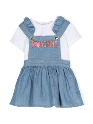 Moschino Kids ensemble jupe-haut à logo imprimé - Bleu
