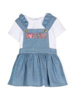 Moschino Kids ensemble jupe-haut à logo imprimé - Bleu