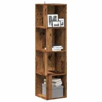 Hoekkast 33x33x132 cm bewerkt hout oud houtkleurig Hoekkast 33x33x132 cm bewerkt hout oud houtkleurig