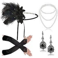 Vintage Jaren 1920 Gatsby Jaren '20 flapper hoofdband Accessoireset Ketting Oorbel Charleston Dames Veer Modieus Maskerade Festival Handschoenen Lightinthebox