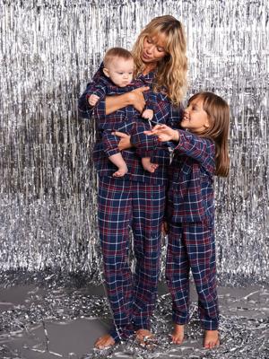Flanellen damespyjama capsulecollectie familie Kerst ENVIE DE FRAISE bordeauxrood