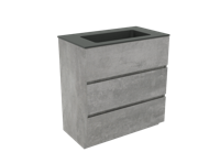 Storke Edge staand badkamermeubel 80 x 46 cm beton donkergrijs met Scuro enkele wastafel in mat kwarts