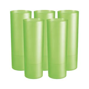 Longdrink glas - 12x - groen - kunststof - 330 ml - herbruikbaar