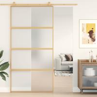 Schuifdeur 102,5x205 cm mat ESG-glas en aluminium goudkleurig