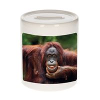 Dieren foto spaarpot gekke orangoetan 9 cm - apen spaarpotten jongens en meisjes   -