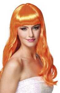 Pruik lang haar oranje