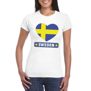 Zweden hart vlag t-shirt wit dames